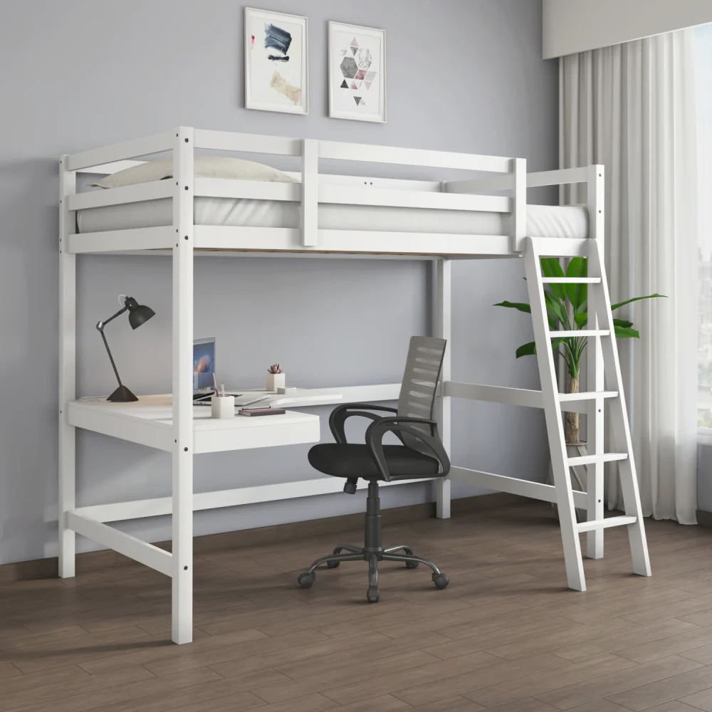 Genius Bunk Bed in White Finish By @home Frunt view