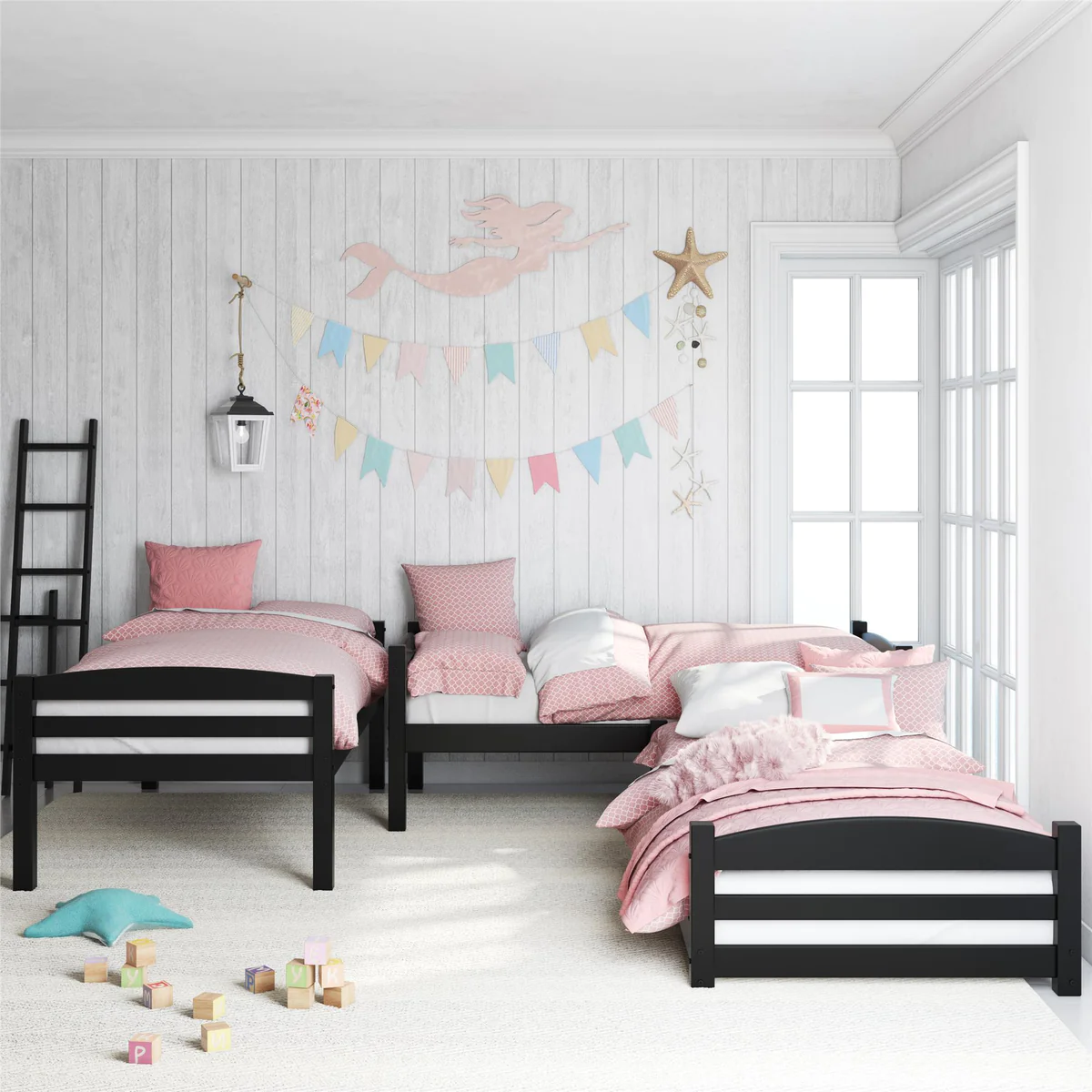 Sierra Convertible Triple Wood Bunk Bed Side view