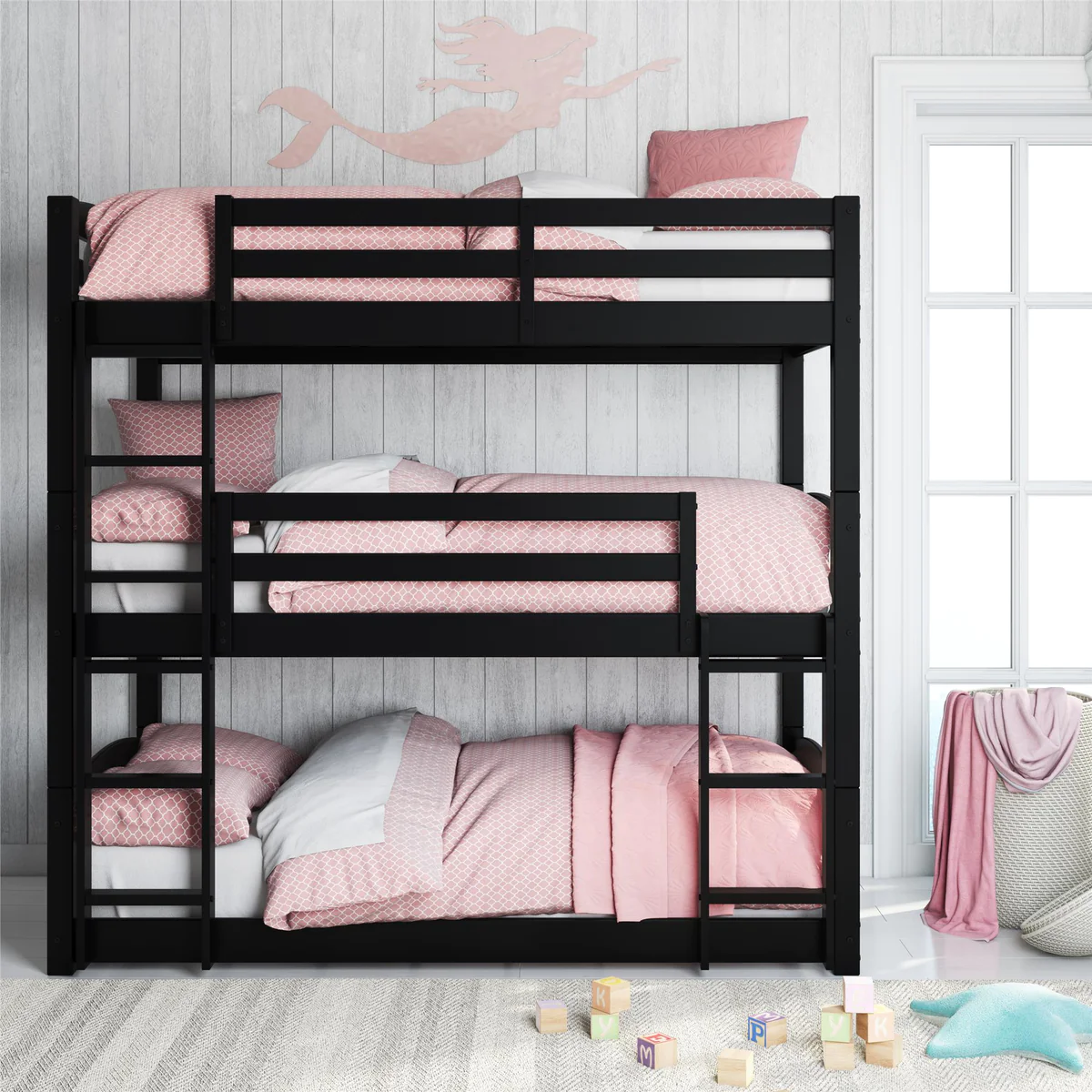Sierra Convertible Triple Wood Bunk Bed Frunt view
