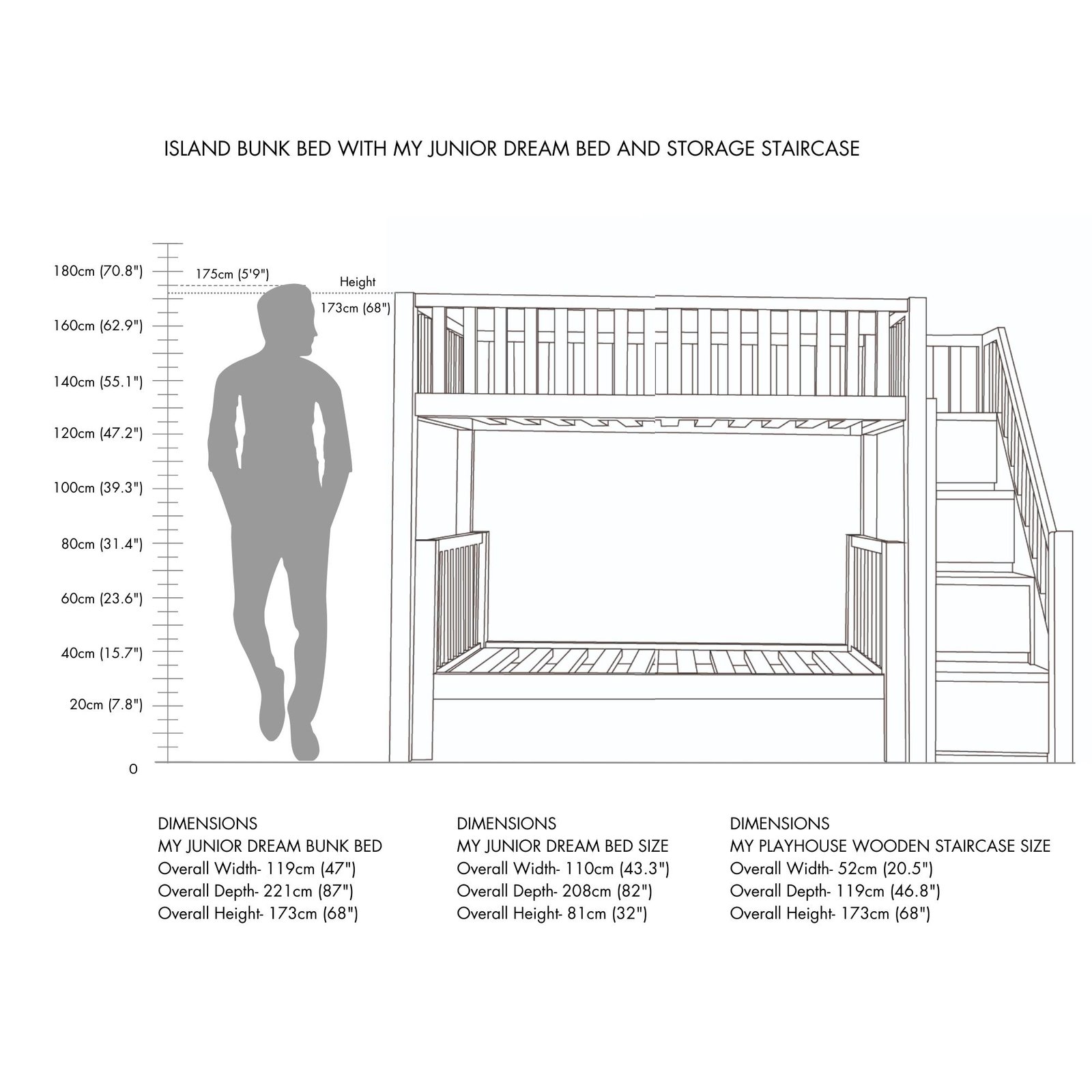 ISLAND BUNK BED WITH MY JUNIOR DREAM BED AND STORAGE STAIRCASE
Siaze View