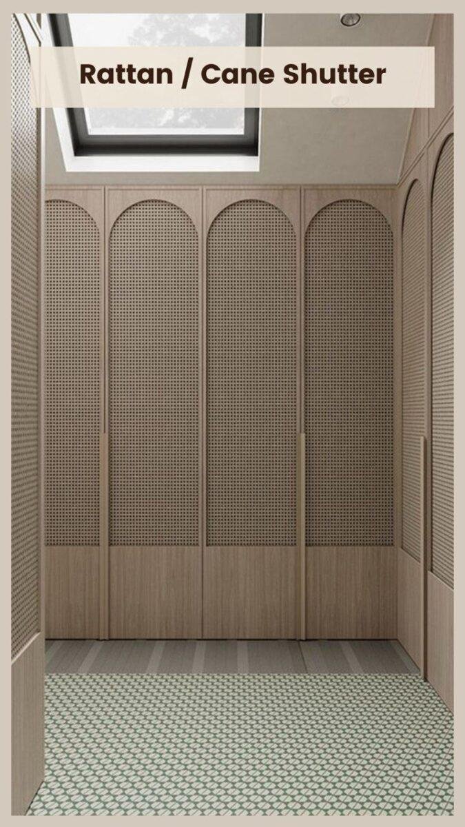 Wardrobe shutter,shutter wardrobe doors,shutters for wardrobe doors,glass profile shutter wardrobe,cane wardrobe shutters HoumeIndia