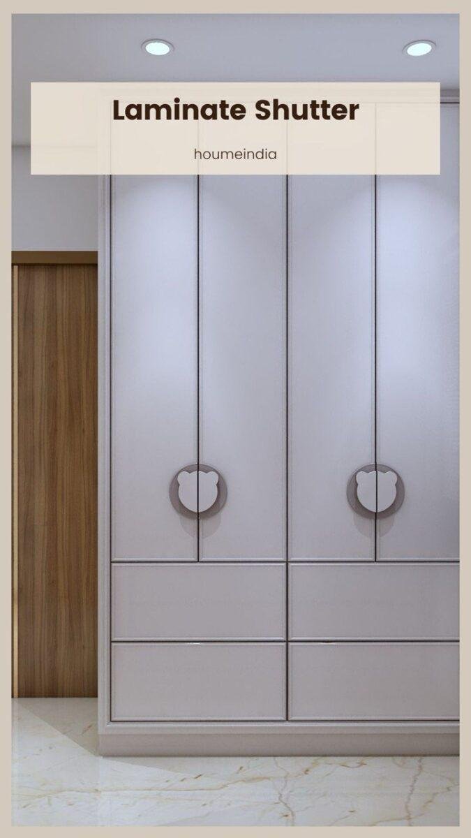 Wardrobe shutter,shutter wardrobe doors,shutters for wardrobe doors,glass profile shutter wardrobe,cane wardrobe shutters HoumeIndia