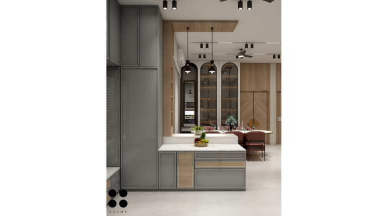 HoumeIndia's Kitchen Design Series 40 featuring a sleek L-shaped layout with ample storage. B