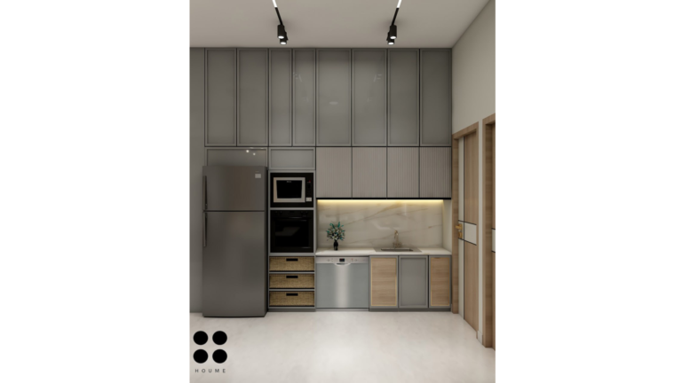 HoumeIndia's Kitchen Design Series 40 featuring a sleek L-shaped layout with ample storage. D