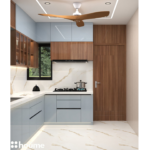Blue-grey and wood-look kitchen in Bihar — photo 2