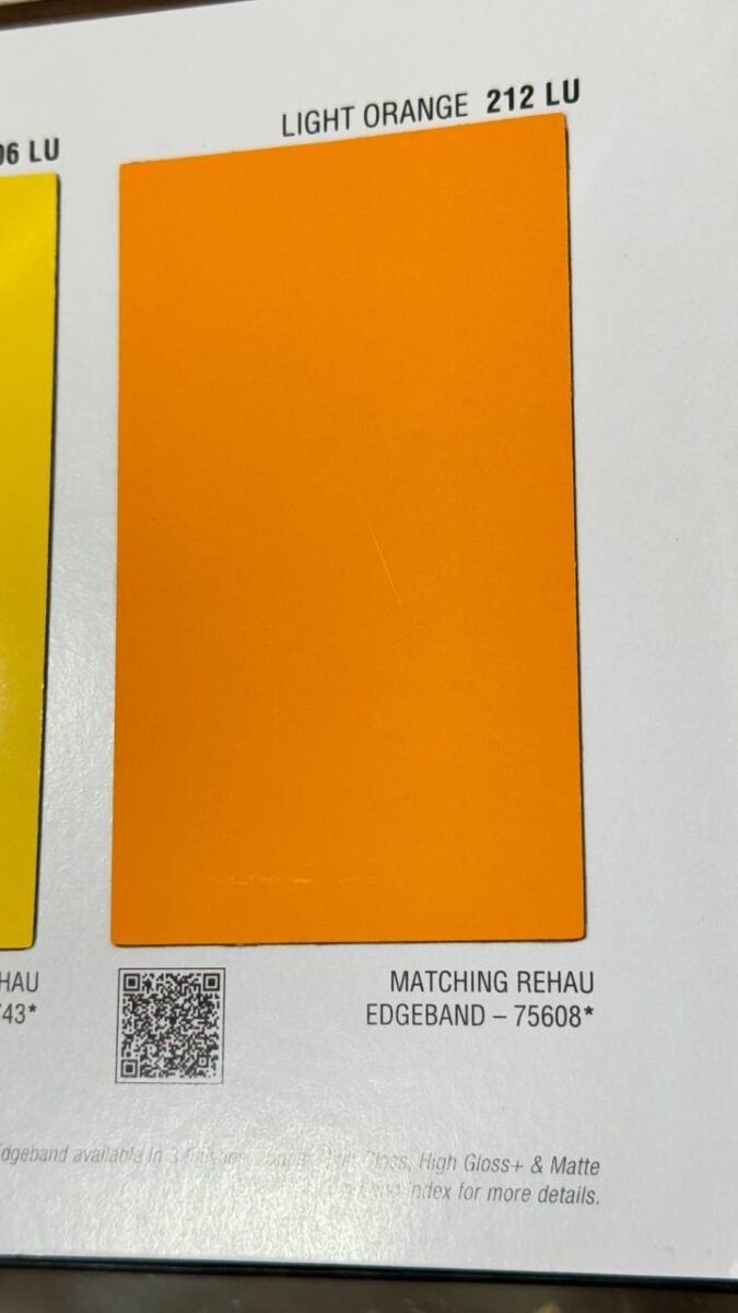 Colour - Orange Acrylic - 1MM Brand - Century Laminates CODE - LIGHT ORANGE 212 LU