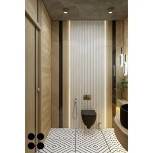 Houme Washroom Design Series - 21: A serene bathroom with natural elements and minimalist aesthetics. D