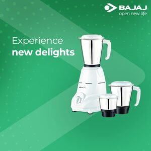 Bajaj Rex Mixer Grinder 500W|Mixie For Kitchen With Nutri-Pro Features|3 SS Mixer Jars For Heavy Duty Grinding|Adjustable Speed Control|Multifunctional Blade System|1 Year Warranty By Bajaj|White 2