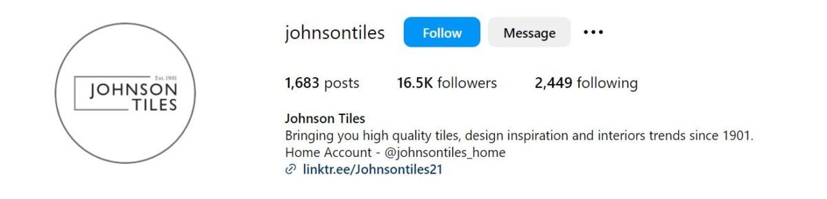 Johnson Tiles Bringing you high quality tiles, design inspiration and interiors trends since 1901. Home Account - @johnsontiles_home