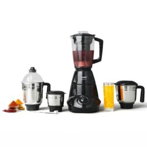 Prestige Iris Plus 750 W Mixer Grinder With 4 Jars (3 Stainless Steel Jars+ 1 Juicer Jar) 4 Super Efficient Stainless Blades 2 Years Warranty Black, 750 watts 1