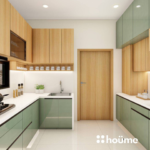 Sage-green and wood-look kitchen in Gujarat — photo 3