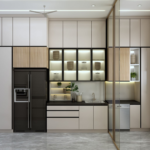 Cream and wood-look kitchen in Kolkata — photo 2