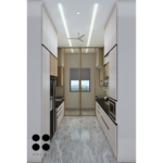 Cream and wood-look kitchen in Kolkata — photo 3