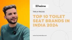 A graphic showcasing the "Top 10 Toilet Seat Brands in India 2024" by Houme India