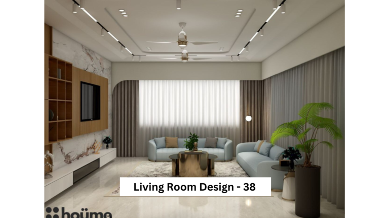 A contemporary living room design featuring a light blue sofa set, a sleek entertainment center with a mounted TV, and a stylish coffee table. A