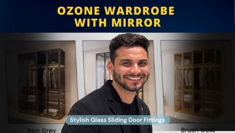 Ozone Wardrobe with Mirror: Stylish Glass Sliding Door Fittings