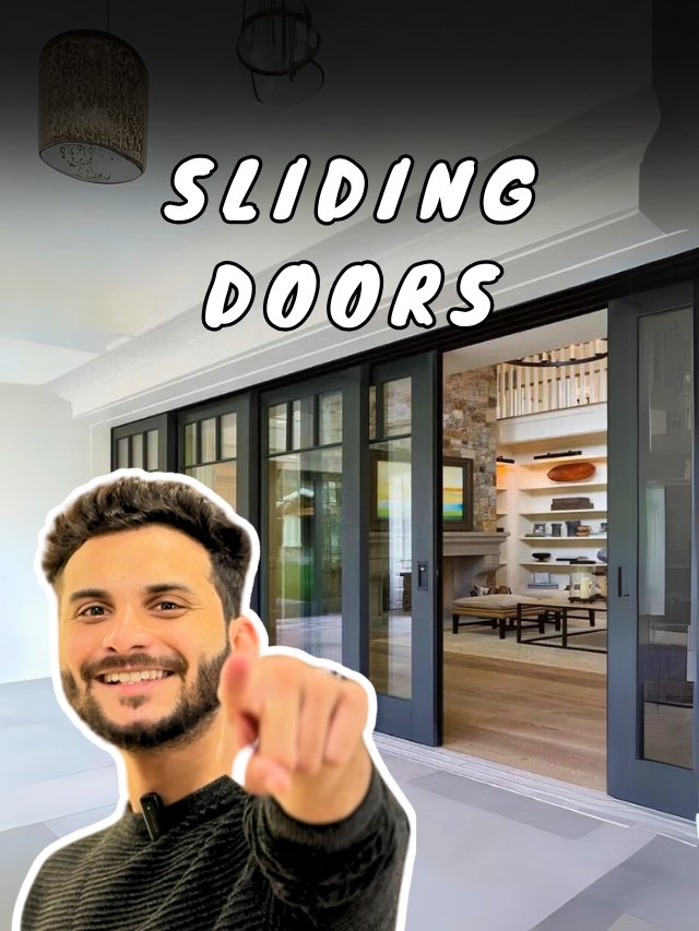 A thumbnail image for a YouTube video showcasing various types of sliding doors for homes.