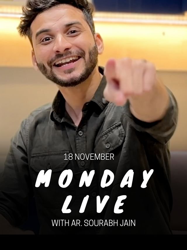 A promotional graphic for a live session with architect Sourabh Jain on November 18th.