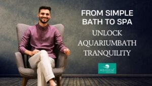 Man smiling, relaxed in a chair, representing the tranquility achieved with an upgraded bathroom from Aquarium Bath Accessories.