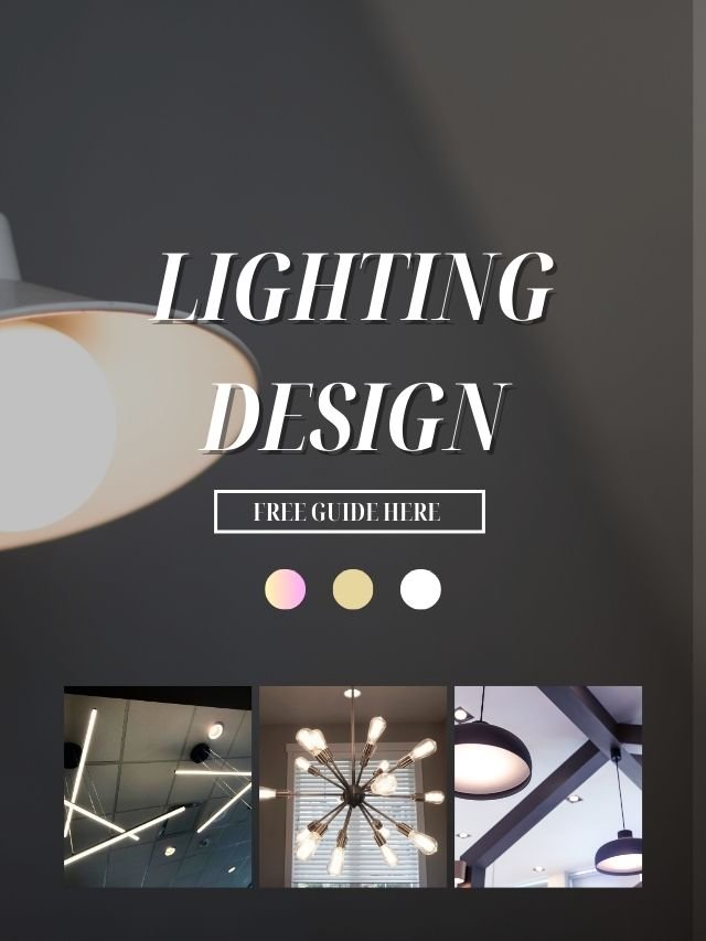 A collage of images showcasing different types of lighting: ambient, task, and accent lighting.