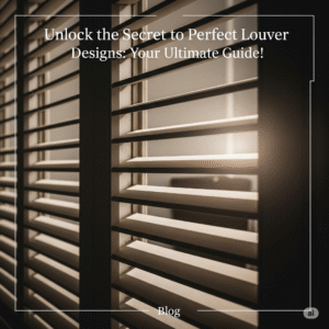 Close-up of elegant wooden louver blinds with light filtering through, creating a textured pattern, representing interior design and the "plus-minus" style.