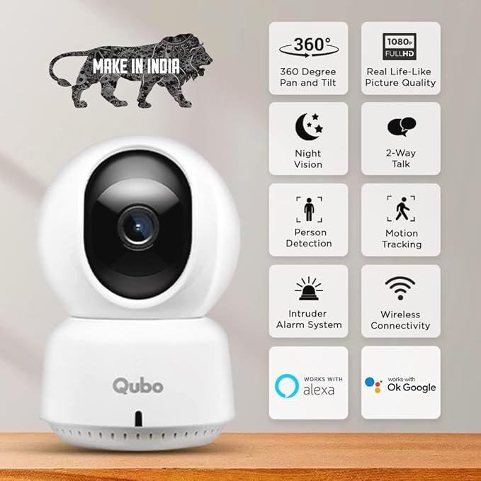 Qubo camera in a living room setting