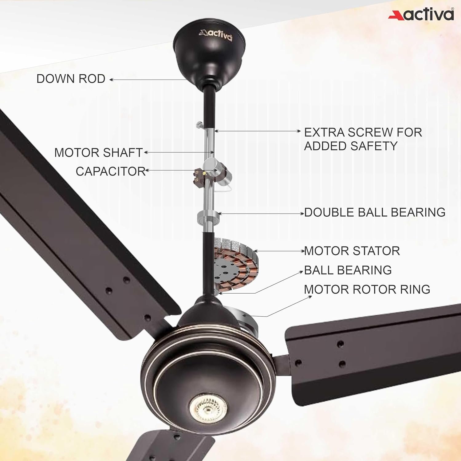 Activa Apsara 1200mm Ceiling Fan product image. Activa Apsara 1200mm Ceiling Fan feature 3