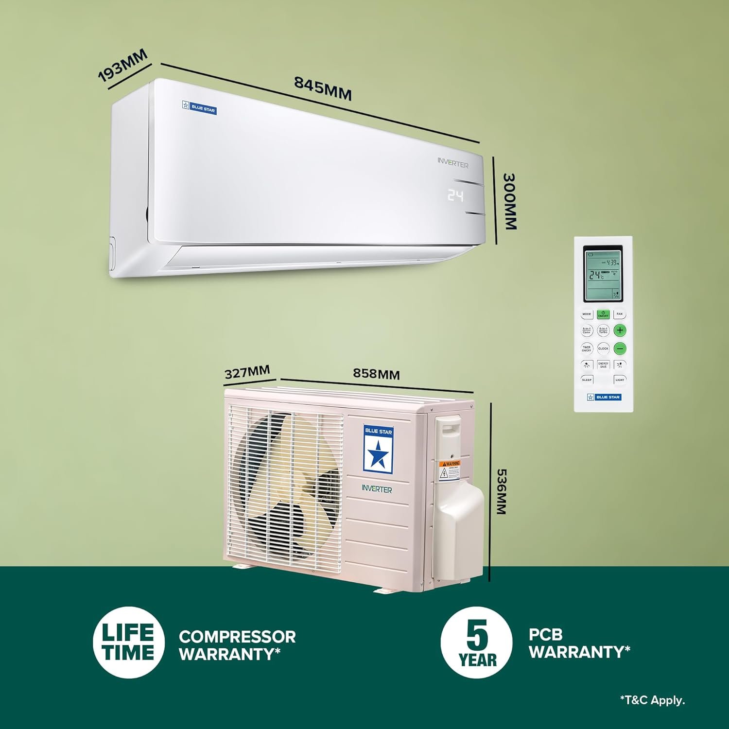 Blue Star 1.0 Ton 3★ Inverter AC (ID312YNU) - Bhide