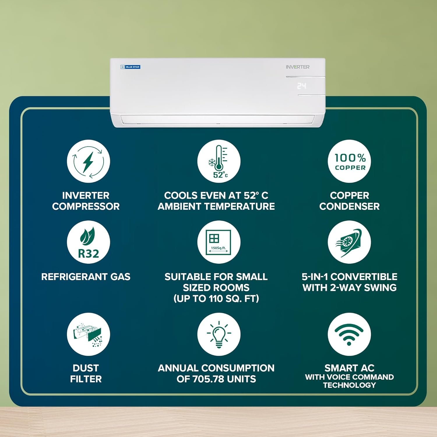 Blue Star 1.0 Ton 3★ Inverter AC (ID312YNU) - Bhide - View 4