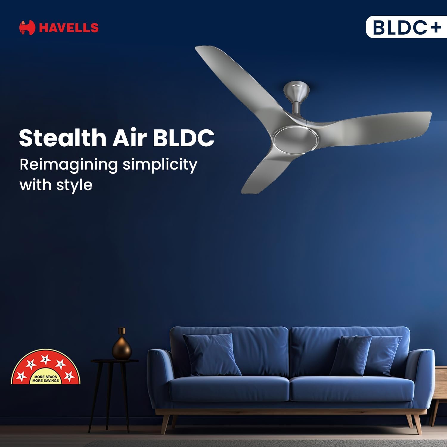 Havells Stealth Air BLDC Motor Ceiling Fan product image. Havells Stealth Air BLDC Motor Ceiling Fan