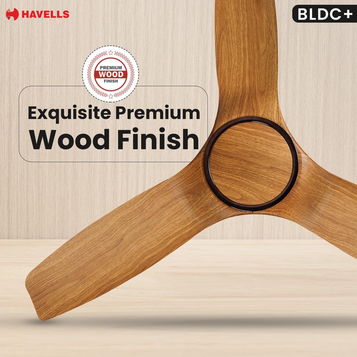Havells Stealth Air BLDC Wood 1200mm Premium Ceiling Fan product image. Havells Stealth Air BLDC Wood 1200mm Premium Ceiling Fan feature 2