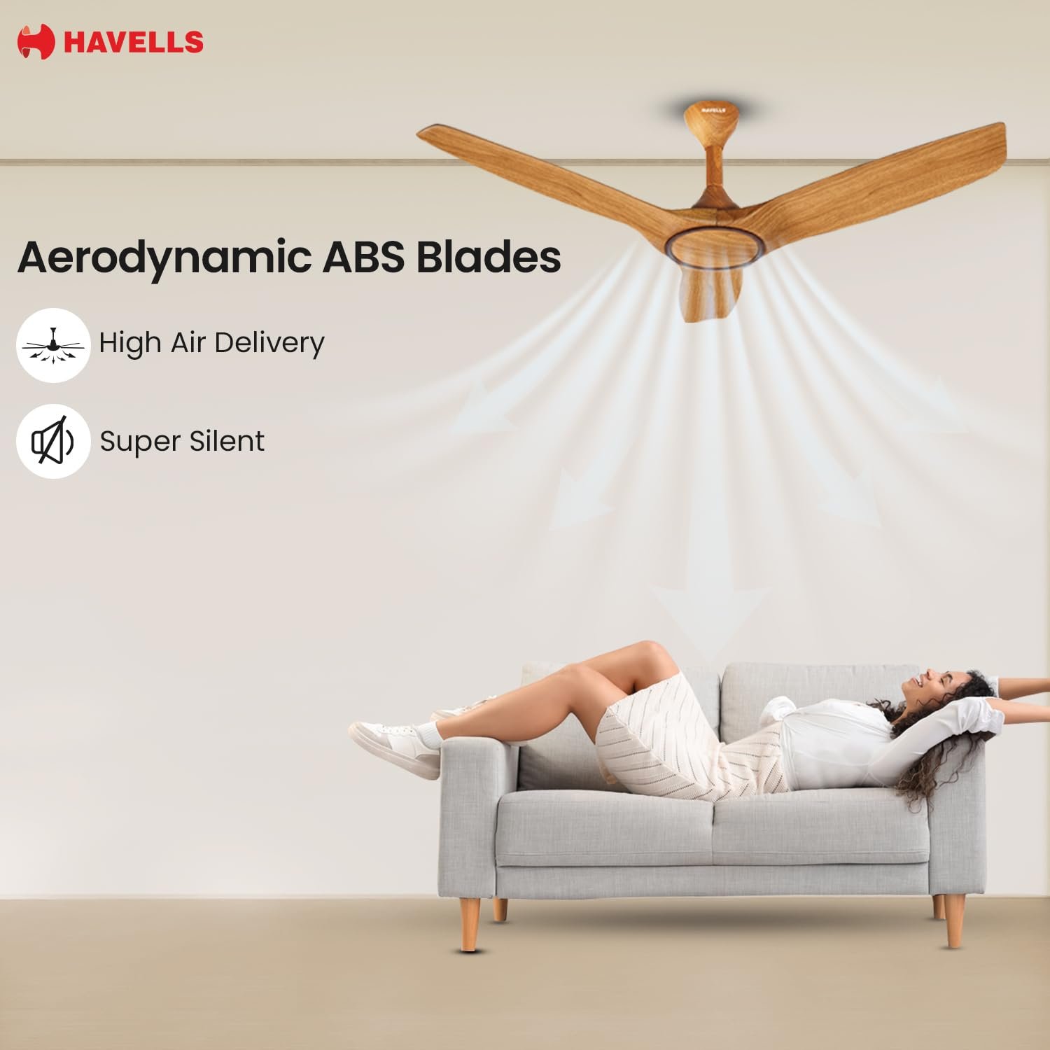 Havells Stealth Air BLDC Wood 1200mm Premium Ceiling Fan product image. Havells Stealth Air BLDC Wood 1200mm Premium Ceiling Fan feature 3
