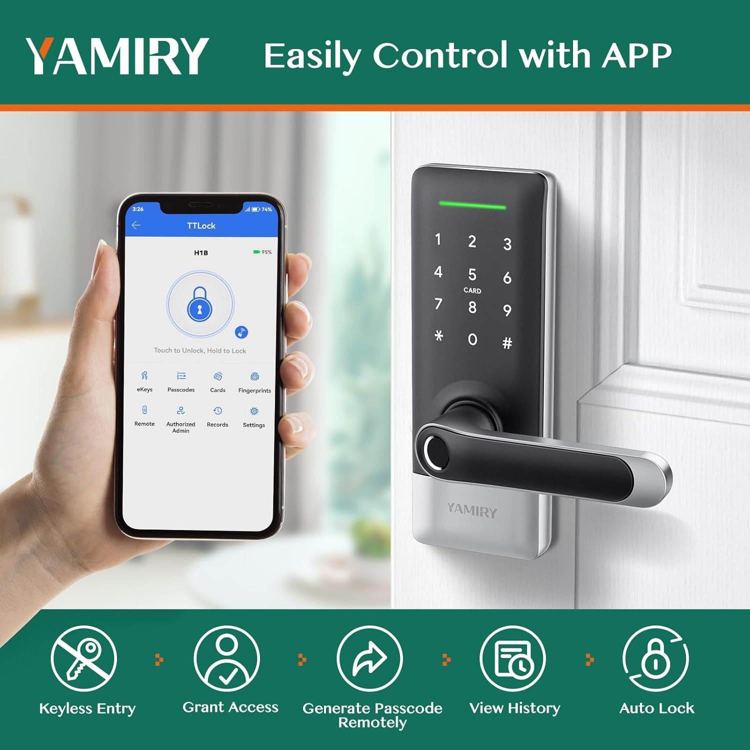 App control interface for the LAVNA smart lock. LAVNA Smart Lock - App Control