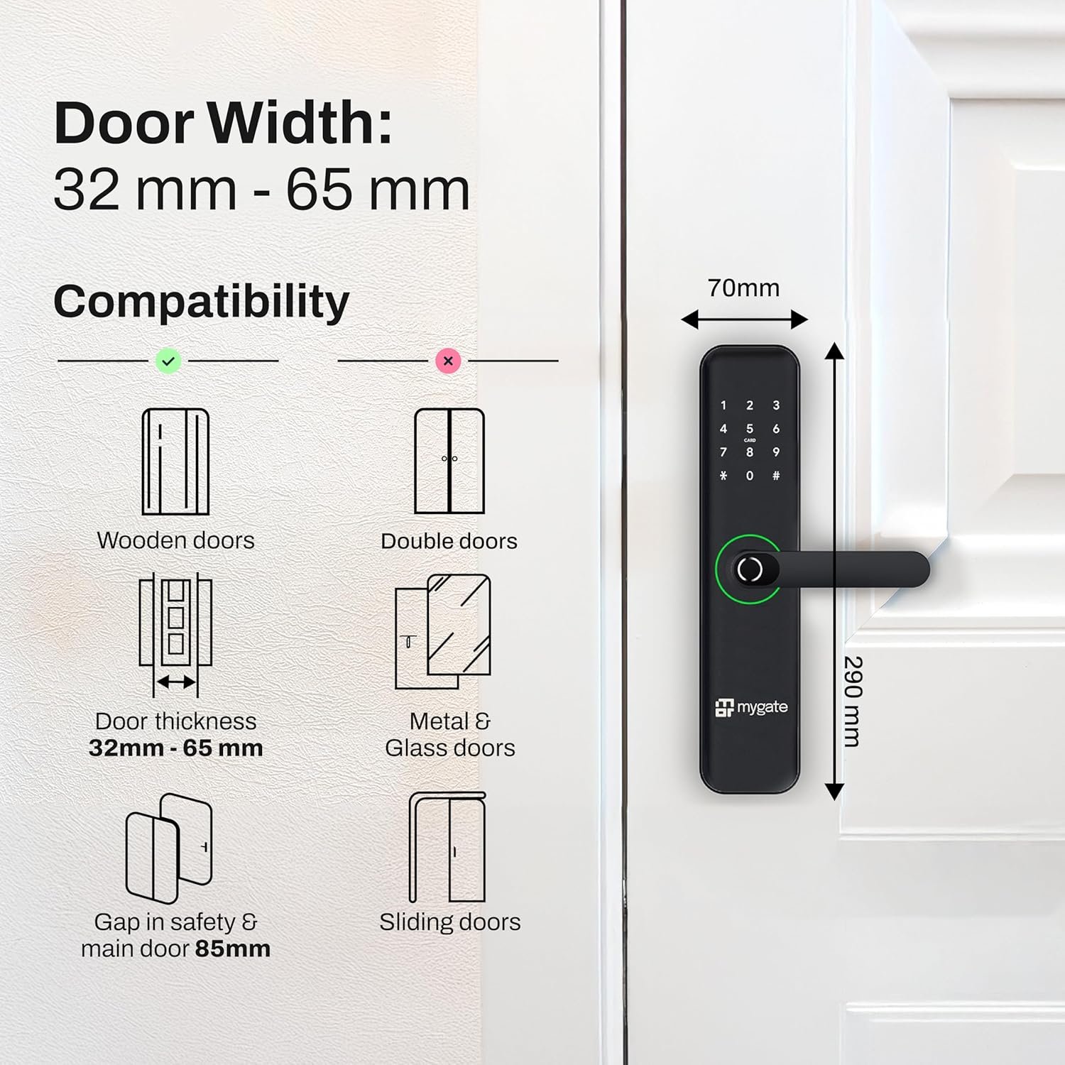 Mygate Smart Door Lock SE - 6-Way Unlock feature. Mygate Smart Door Lock SE - 6-Way Unlock
