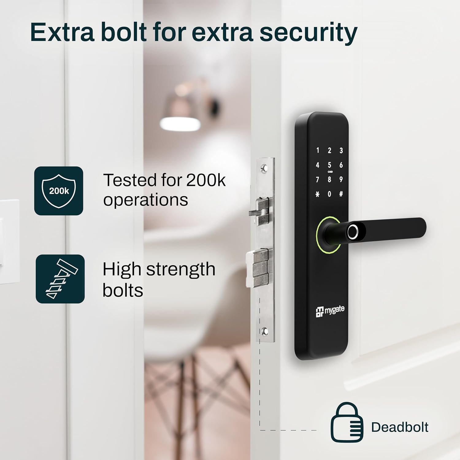 Mobile app interface for the Mygate Smart Door Lock SE. Mygate Smart Door Lock SE - App Interface