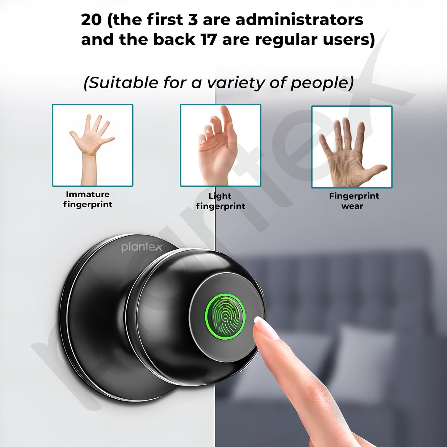 Backup keyhole on the Plantex Aluminium Smart Door Lock. Plantex Aluminium Smart Door Lock - Keyhole