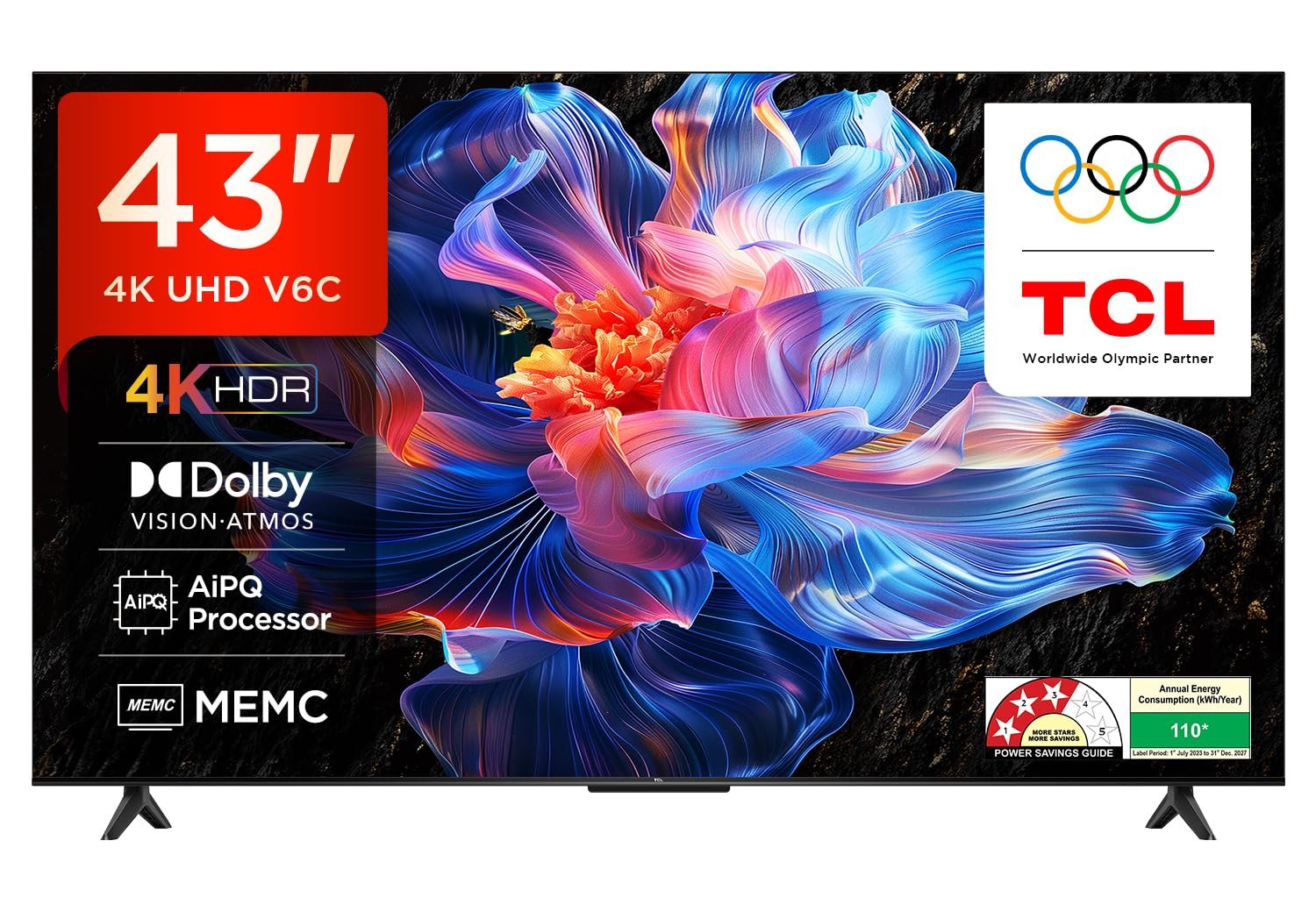 TCL Metallic Bezel-Less 43V6C product image. TCL Metallic Bezel-Less 43V6C