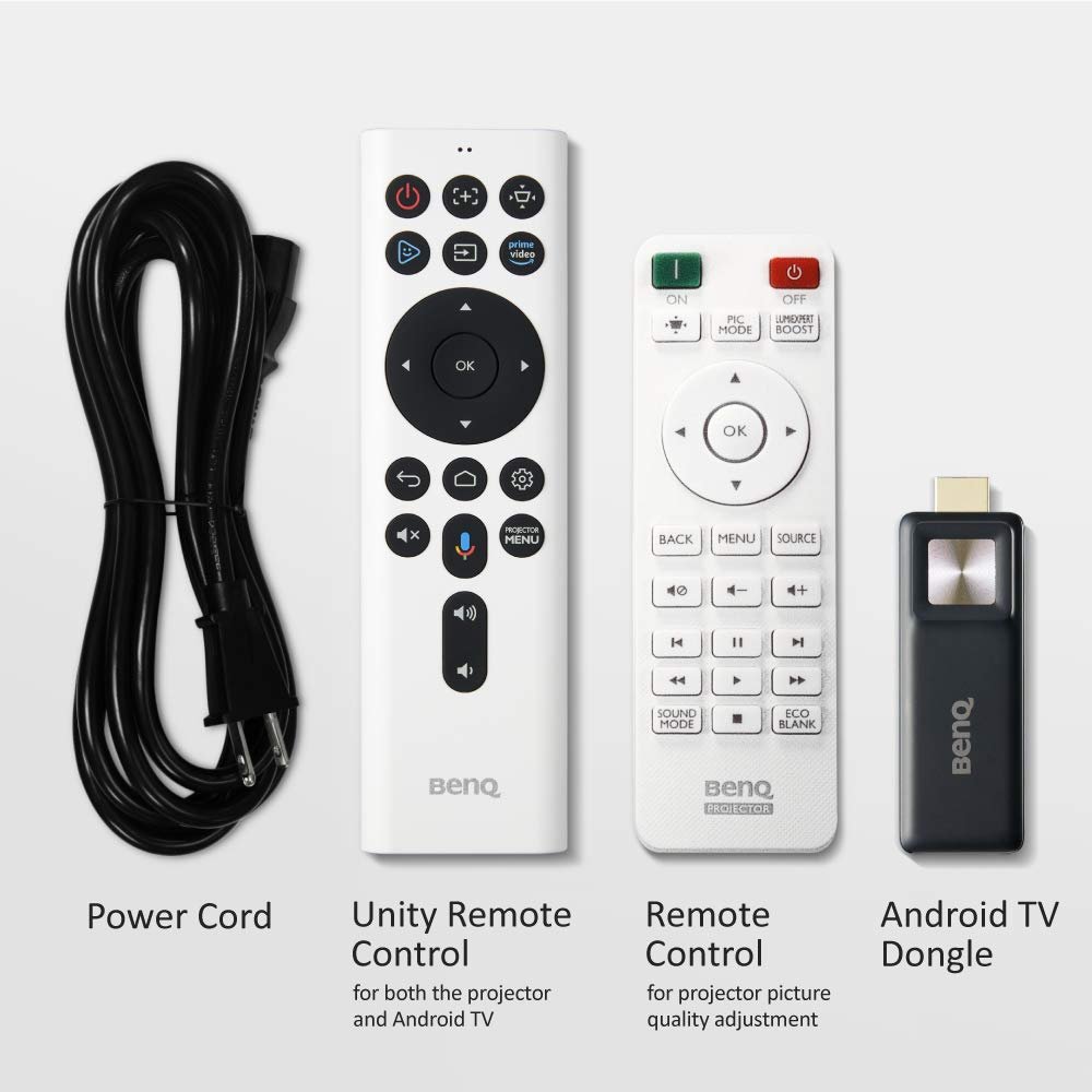 The included Android TV dongle for the BenQ W2700i. BenQ W2700i 4K HDR Projector - Android TV Dongle