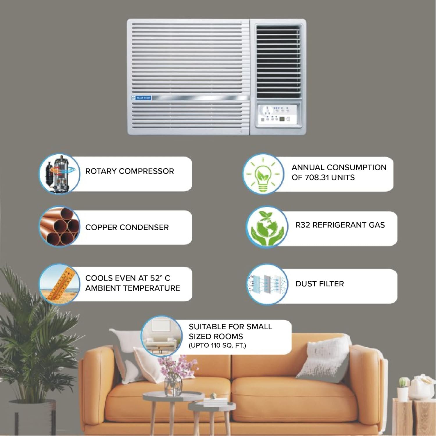 Blue Star 1 Ton, 5 Star Fixed Speed (WFA512LN) - Bhide