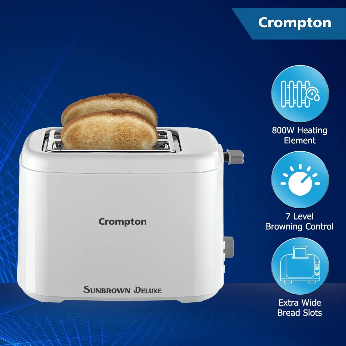 Crompton SunBrown Deluxe toaster side view.