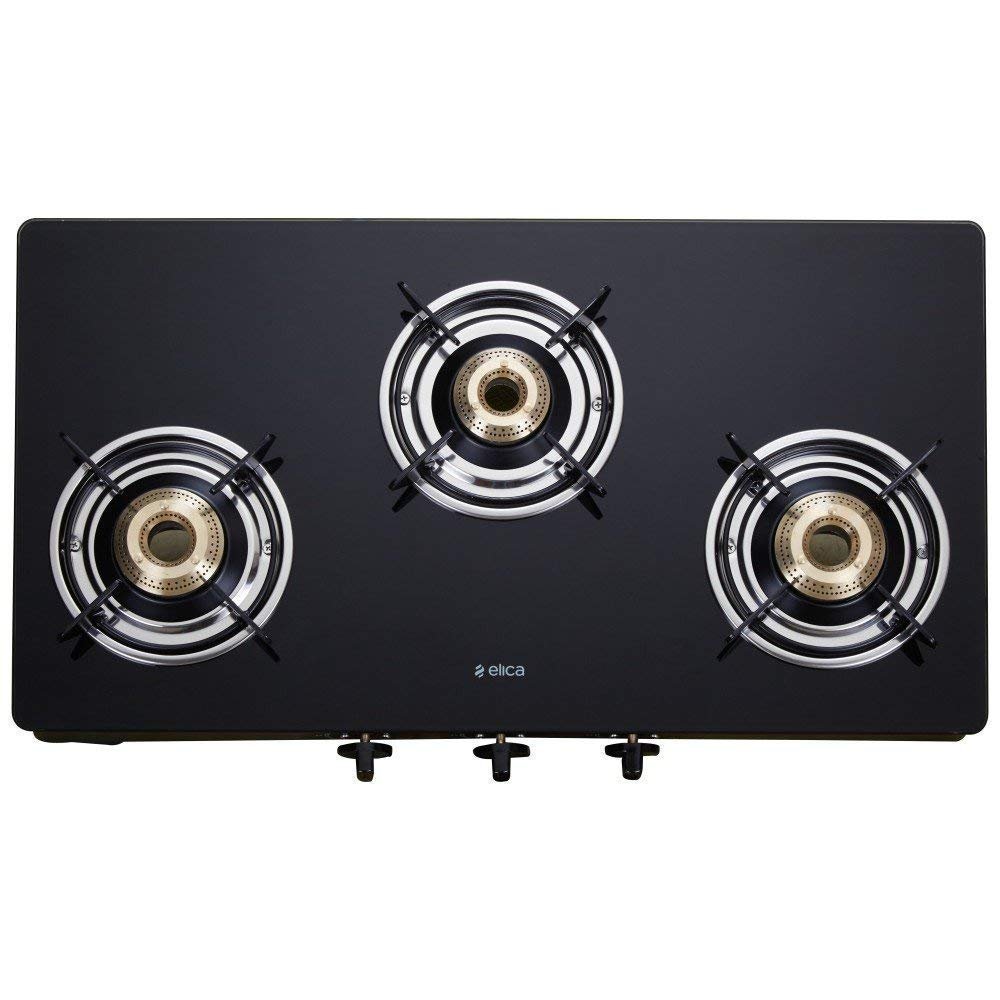 Elica Vetro 3-Burner Gas Stove, a popular value-for-money choice.