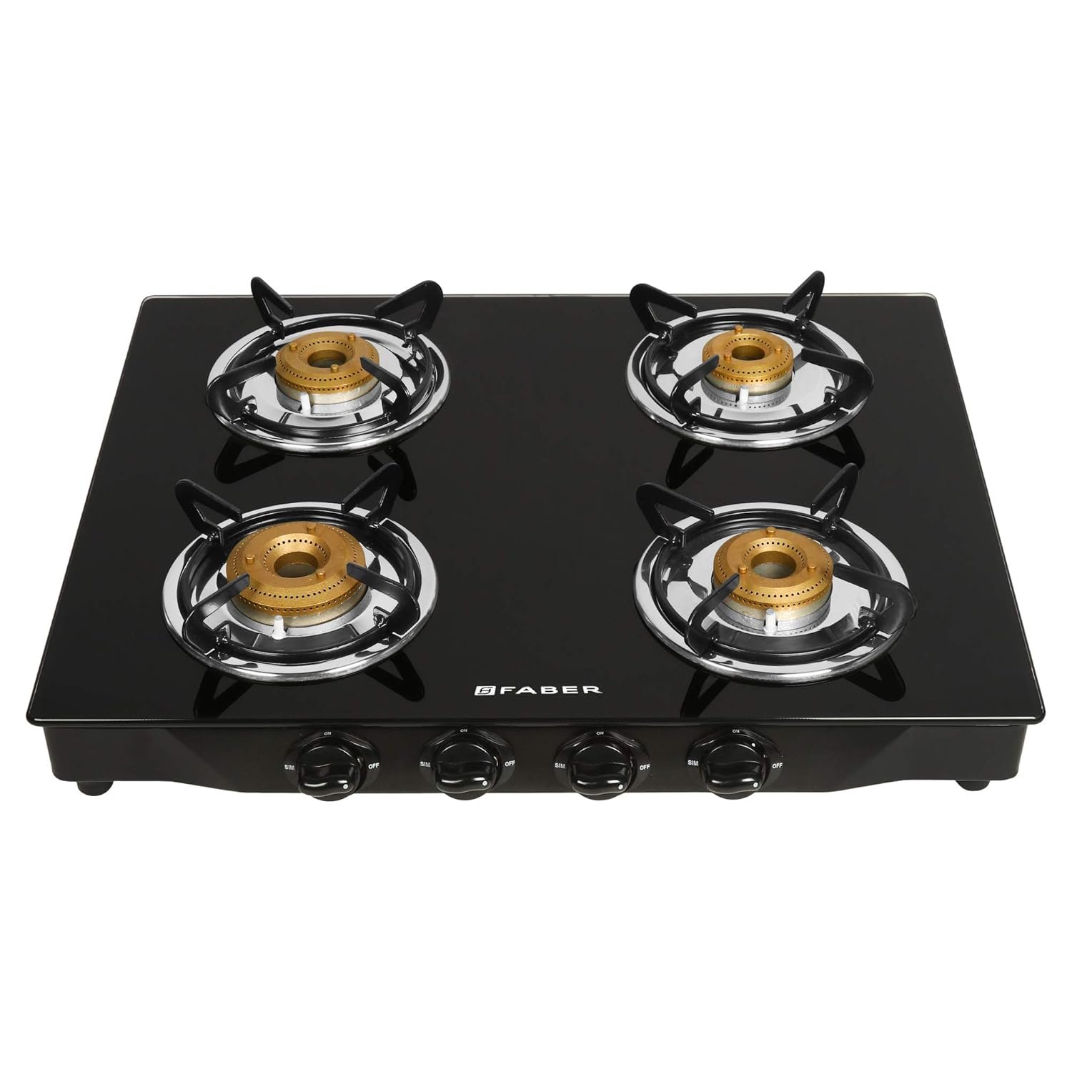 Faber Jumbo 4-Burner Auto-Ignition Gas Stove with powerful burner mix.