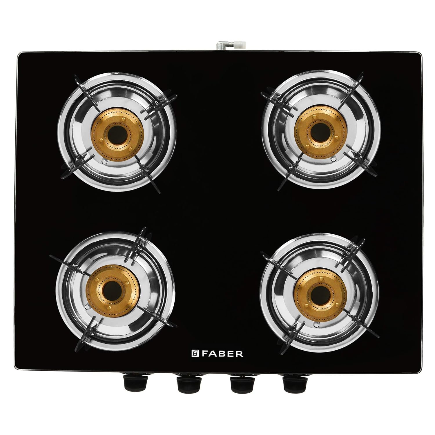 The stylish and functional control knobs of the Faber stove.