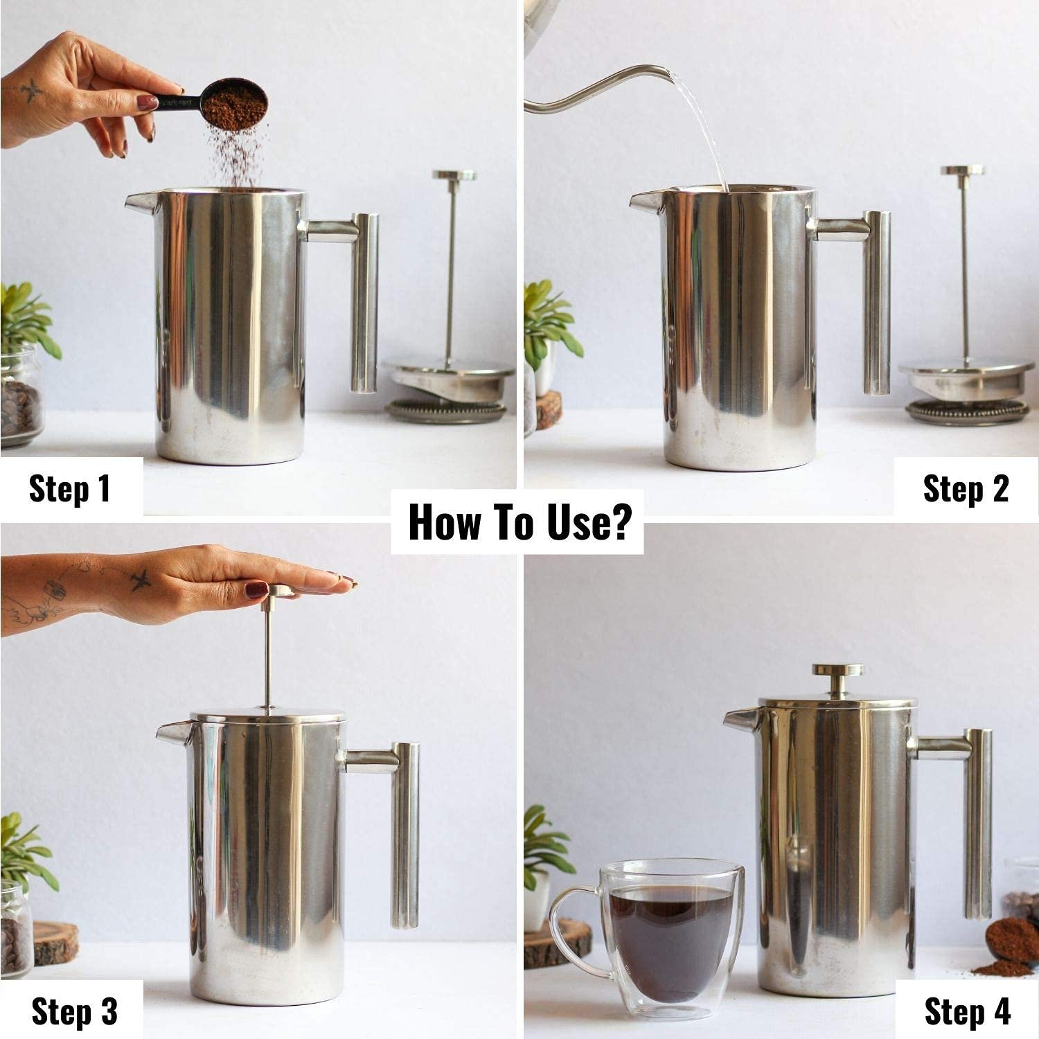 InstaCuppa French Press Coffee Maker product image. InstaCuppa French Press Coffee Maker