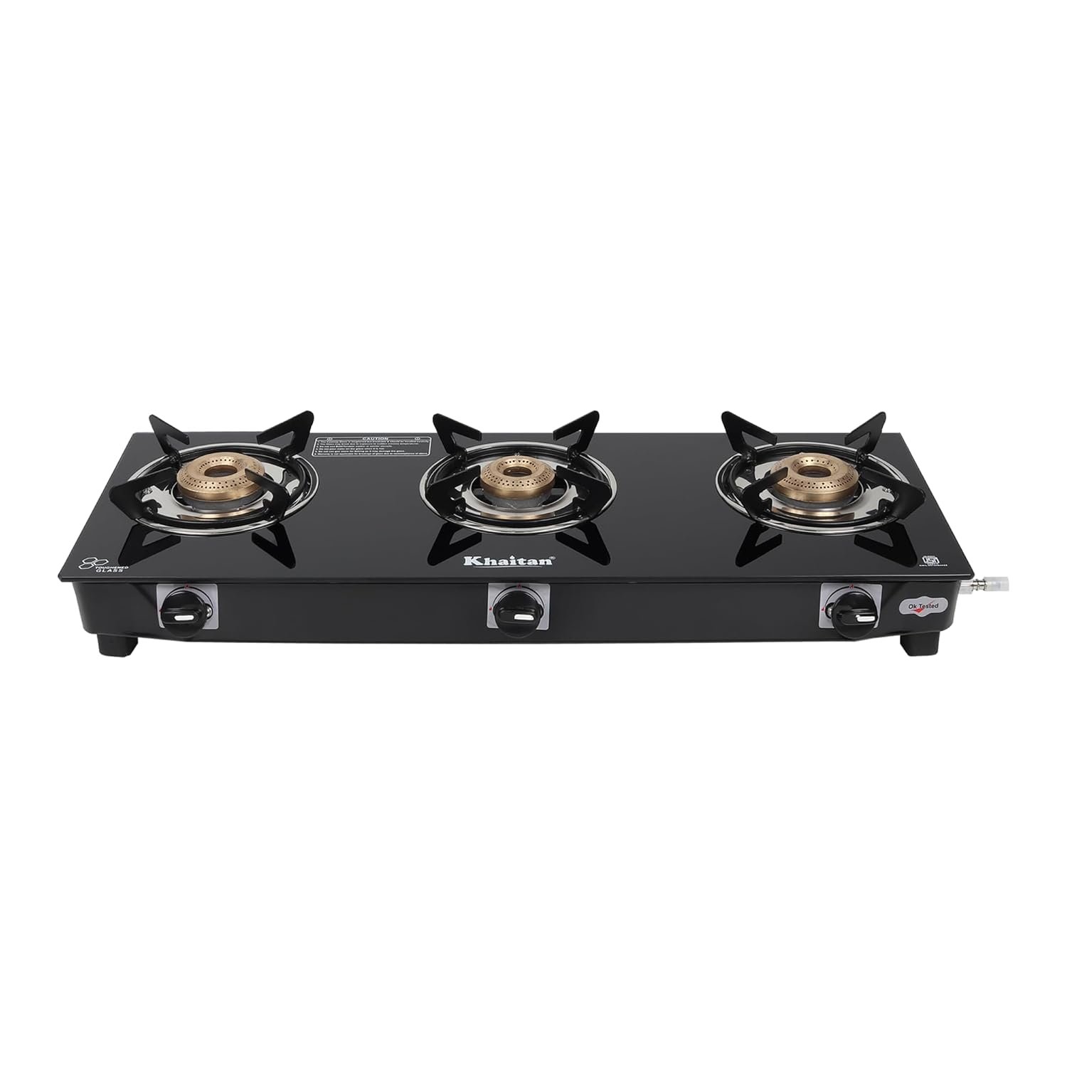 Front view of the Khaitan 3-Burner Manual Gas Stove.