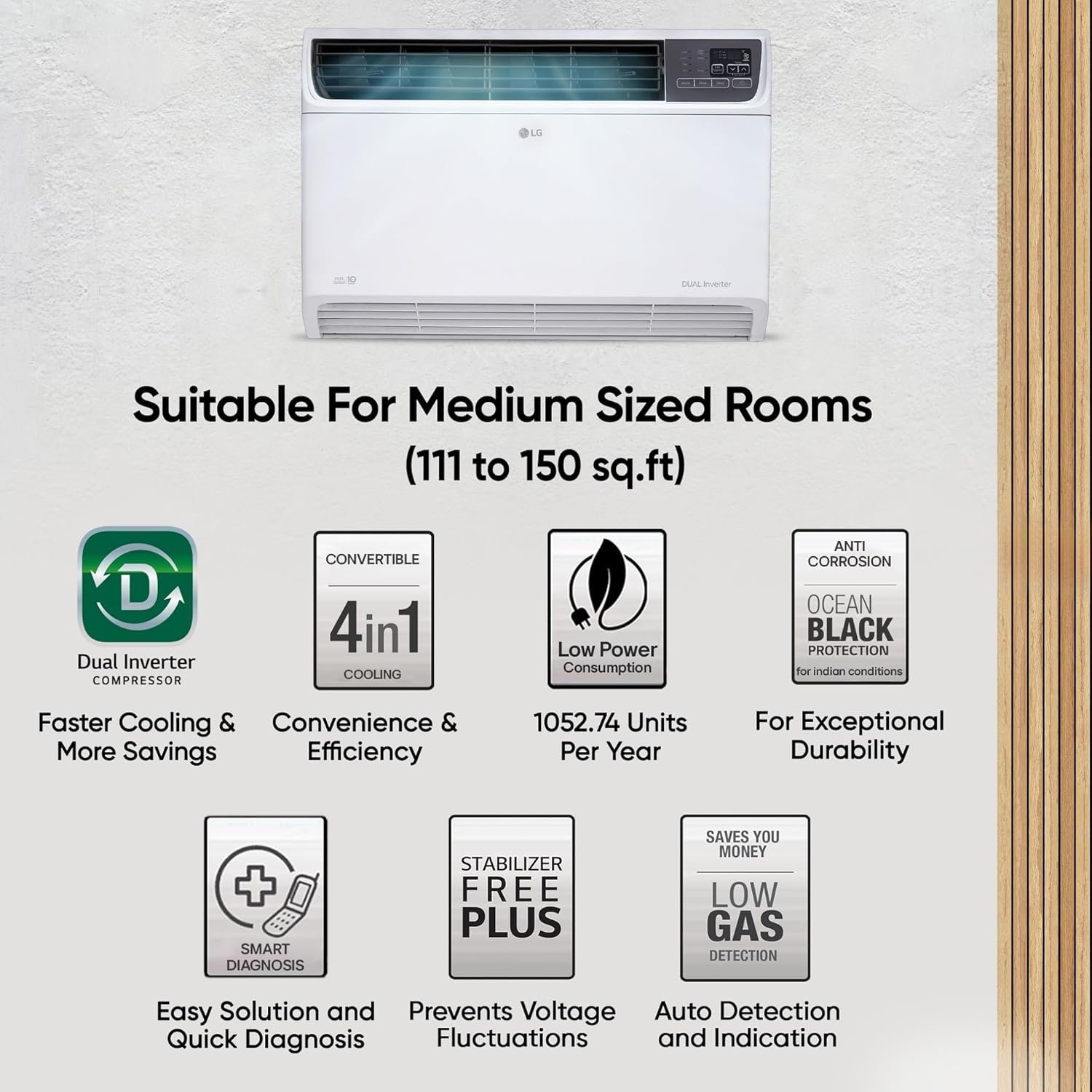 LG 1.5 Ton, 5 Star DUAL Inverter (UW-Q18WUZA) - Jethalal