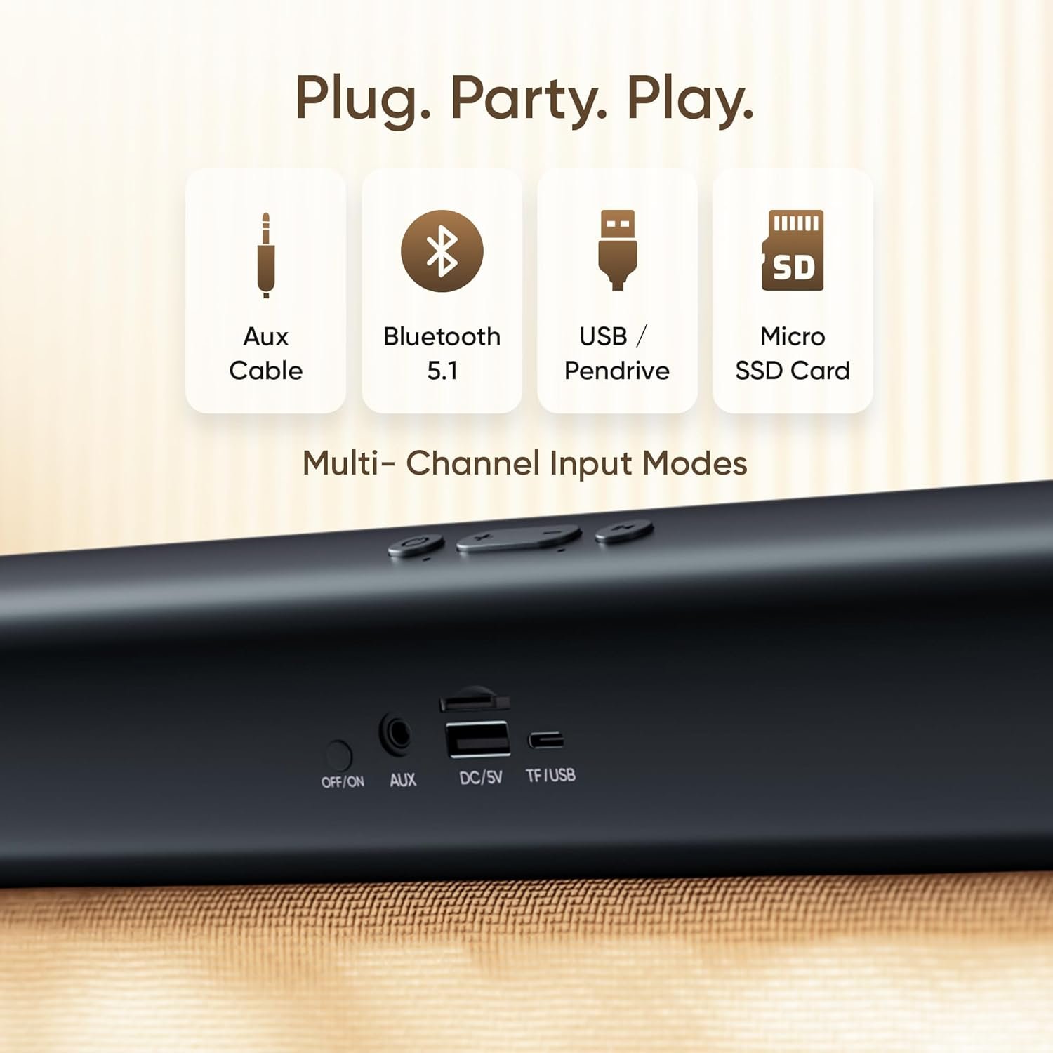 Product image of Mivi Fort Q26 2.0 Channel Bluetooth Soundbar. Mivi Fort Q26 2.0 Channel Bluetooth Soundbar