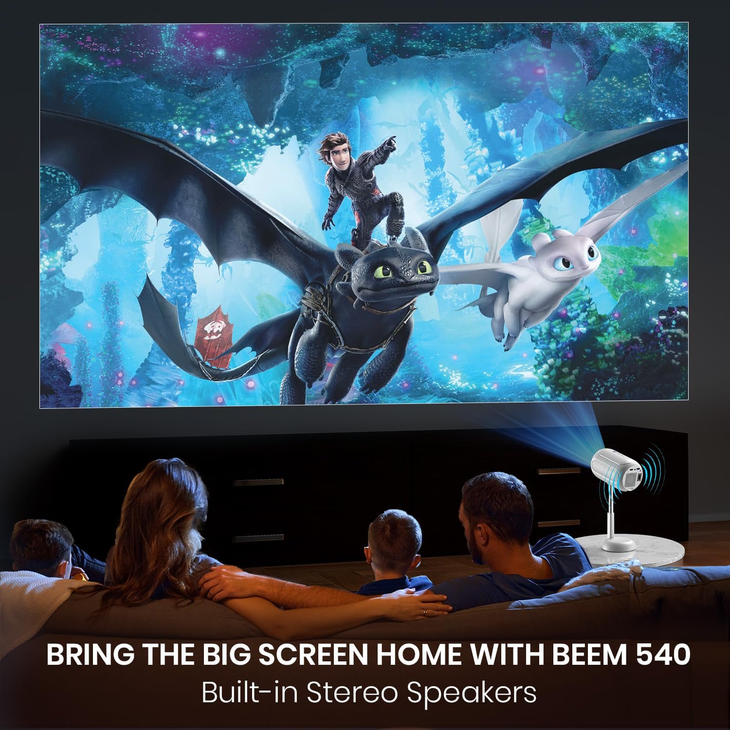 A view of the clean Android 13 user interface on the Portronics Beem 540. Portronics Beem 540 Android 13 Smart LED Projector - Android 13 UI