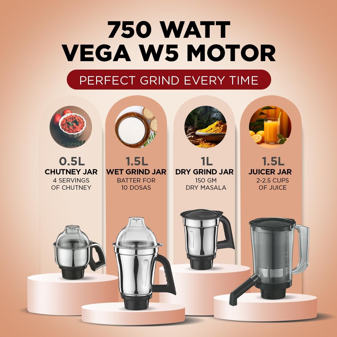 Preethi Zodiac MG-218 (750W) - Jethalal - 5-Jar Set