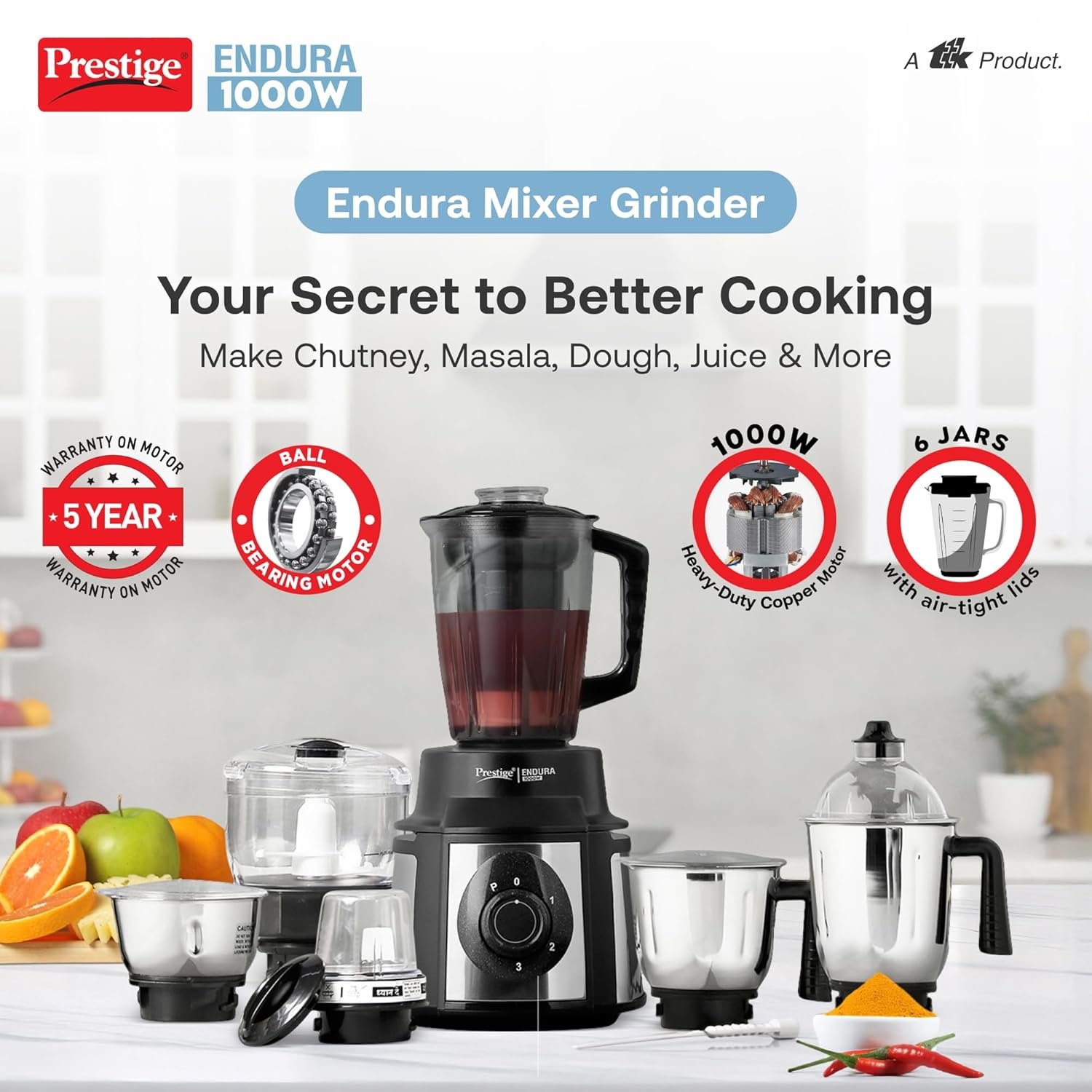 Prestige Endura 1000W (6 Jars) - Jethalal - 6 Jar Set